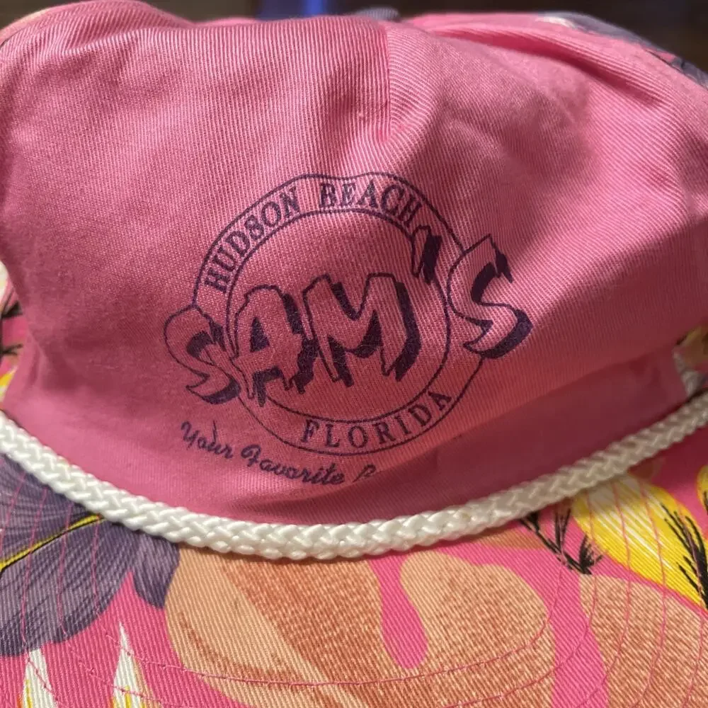 Vintage Sams Beach Bar Adjustable Cap Hudson Florida Pink